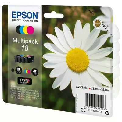 Epson C13T18064022 Serie 18 Margherita Cartucce Originali Claria Home Multipack 4 Colori Inkjet 175 180 Epson C13T18064022 Serie 18 Margherita Cartucce Originali Claria Home Multipack 4 Colori Inkjet 175 180