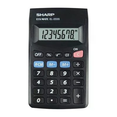 Sharp EL-233S Elsi Mate – Calcolatrice tascabile a 8 cifre, nera