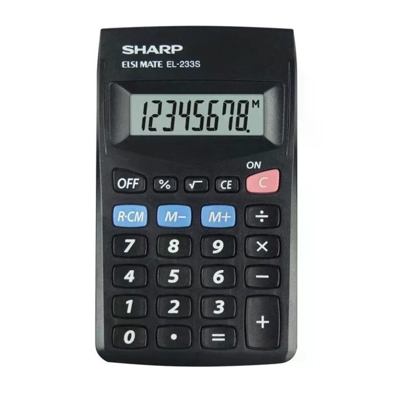 Sharp EL-233S Elsi Mate – Calcolatrice tascabile a 8 cifre, nera