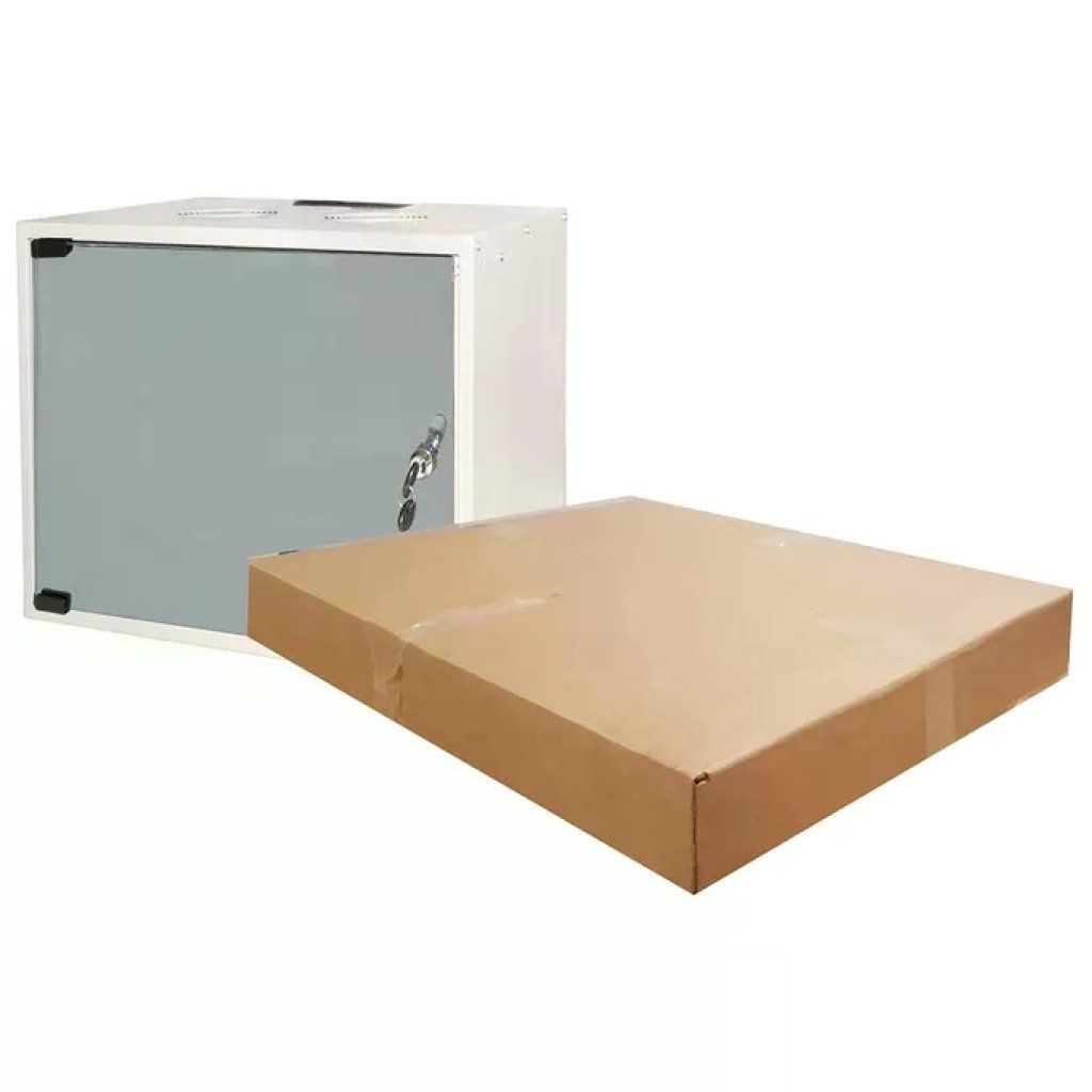 LINK LK1909U40E Armadio Rack a Muro 19" 9U, Porta in Vetro Temperato, Grigio