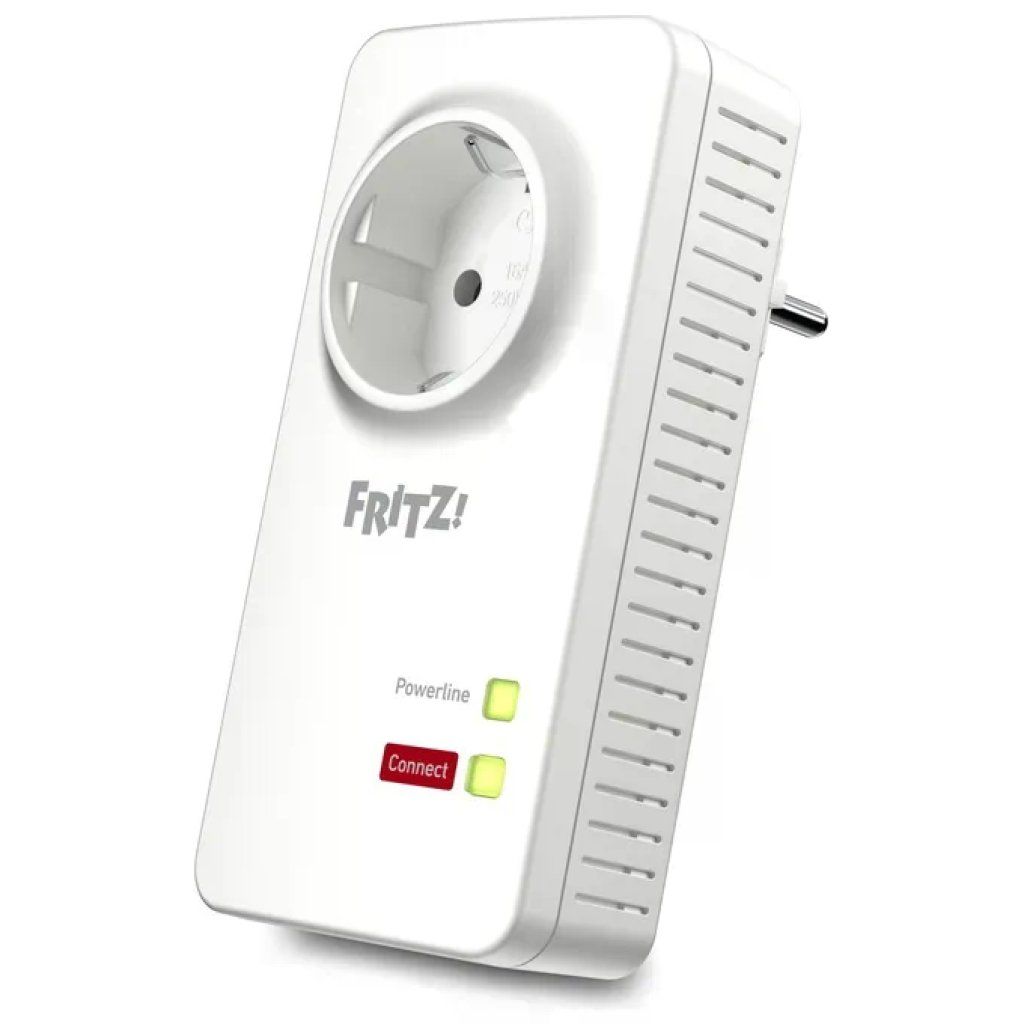 FRITZ!Powerline 1220E Adattatore Powerline AV2 1200 Mbit/s con 2 porte Gigabit LAN e presa passante
