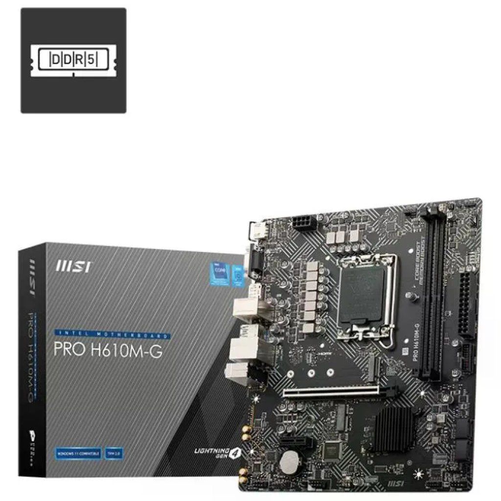 MSI PRO H610M-G Scheda Madre micro ATX Intel H610 LGA 1700 DDR5 96 GB Dual Channel 5600 MHz HDMI 2