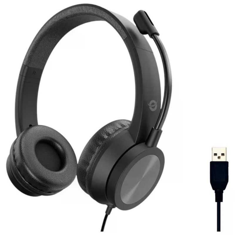 Conceptronic Polona05B Cuffie USB Stereo con Microfono, Nero Conceptronic Polona05B Cuffie USB Stereo con Microfono, Nero
