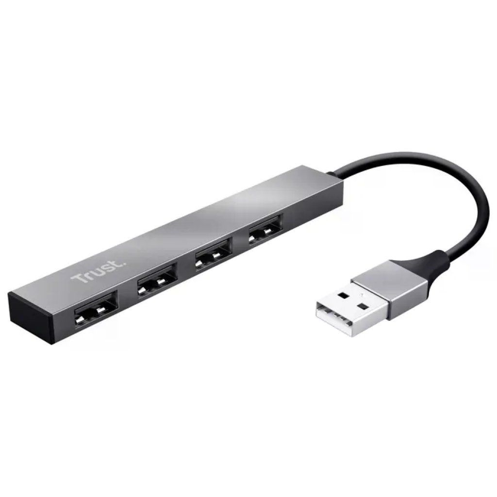 Trust Halyx Hub USB 2.0 a 4 porte USB-A, alluminio, argento