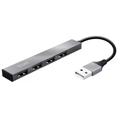 Trust Halyx Hub USB 2.0 a 4 porte USB-A, alluminio, argento Trust Halyx Hub USB 2.0 a 4 porte USB-A, alluminio, argento