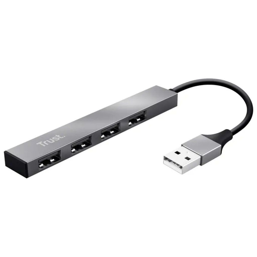Trust Halyx Hub USB 2.0 a 4 porte, alluminio, argento