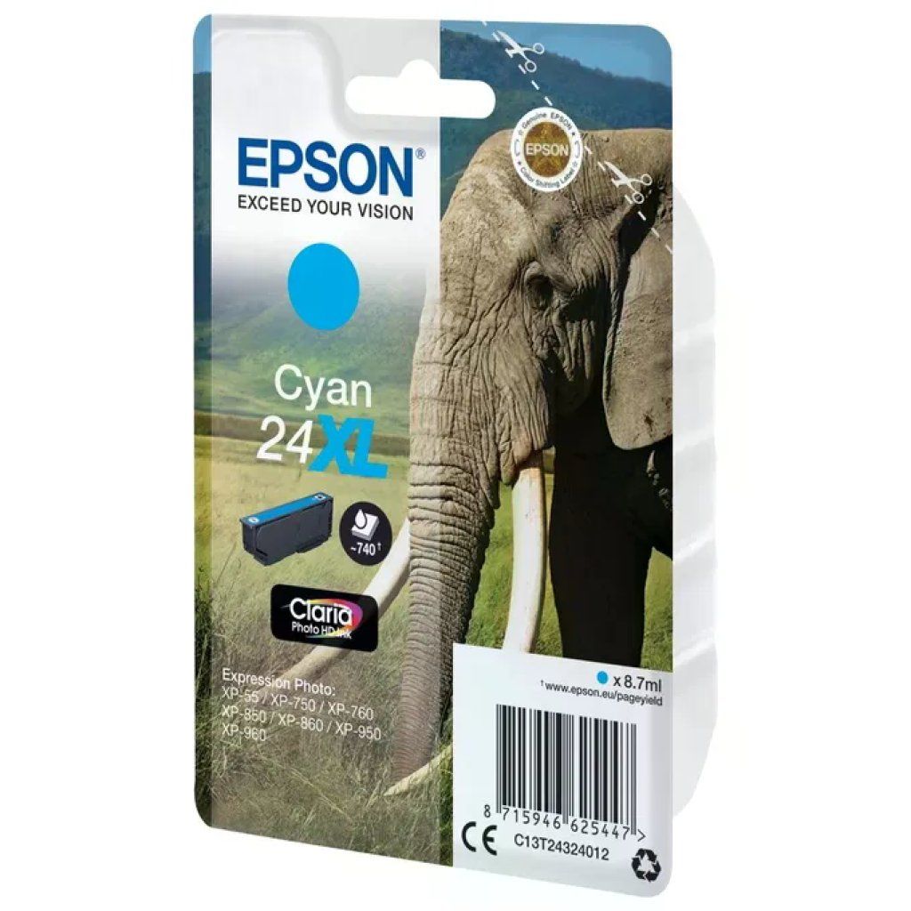 Epson 24XL Cartuccia Originale Ciano XL per Expression Photo, 8,7 ml Epson 24XL Cartuccia Originale Ciano XL per Expression Photo, 8,7 ml
