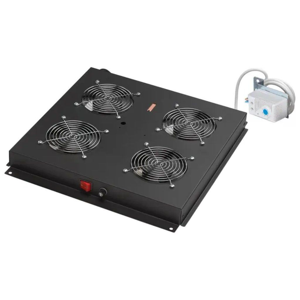 LINK LKVENT4PTN – Gruppo 4 Ventole con Termostato per Armadi Rack EAVI, 220 V, Nero