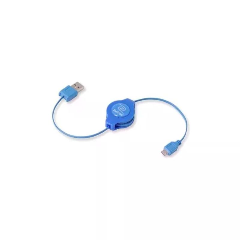 RETRAK Cavo USB 2.0 retrattile USB-A a Micro-USB, 1 m, blu