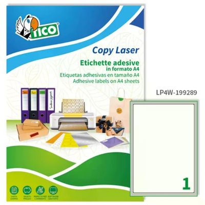 TICO LP4W-199289 – 100 Etichette Adesive Laser A4 Bianche