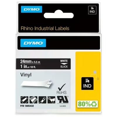 DYMO Rhino Nastro Industriale in Vinile 24 mm x 5,5 m Bianco/Nero DYMO Rhino Nastro Industriale in Vinile 24 mm x 5,5 m Bianco/Nero