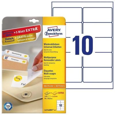 Avery L4744REV-25 – Etichette rimovibili 96 × 50,8 mm, 25 fogli Avery L4744REV-25 – Etichette rimovibili 96 × 50,8 mm, 25 fogli