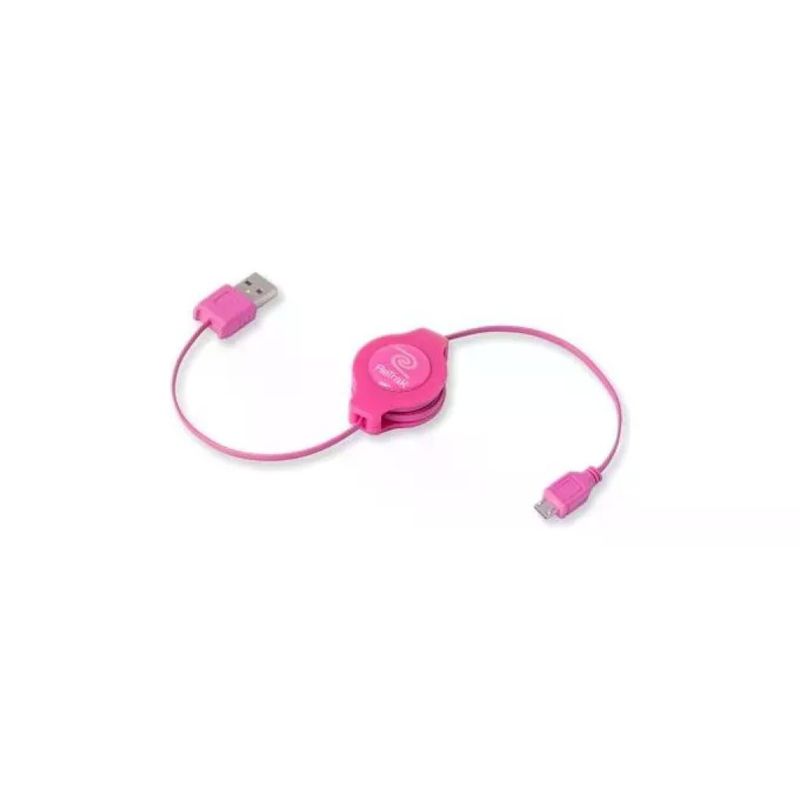 ReTrak Cavo USB-A a Micro-USB Retrattile Rosa, 1 m
