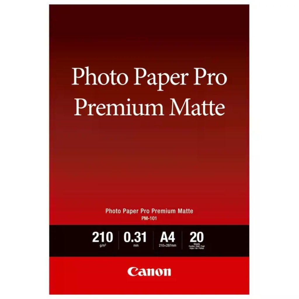 Canon PM-101 Carta Fotografica Premium Matte A4, 20 Fogli