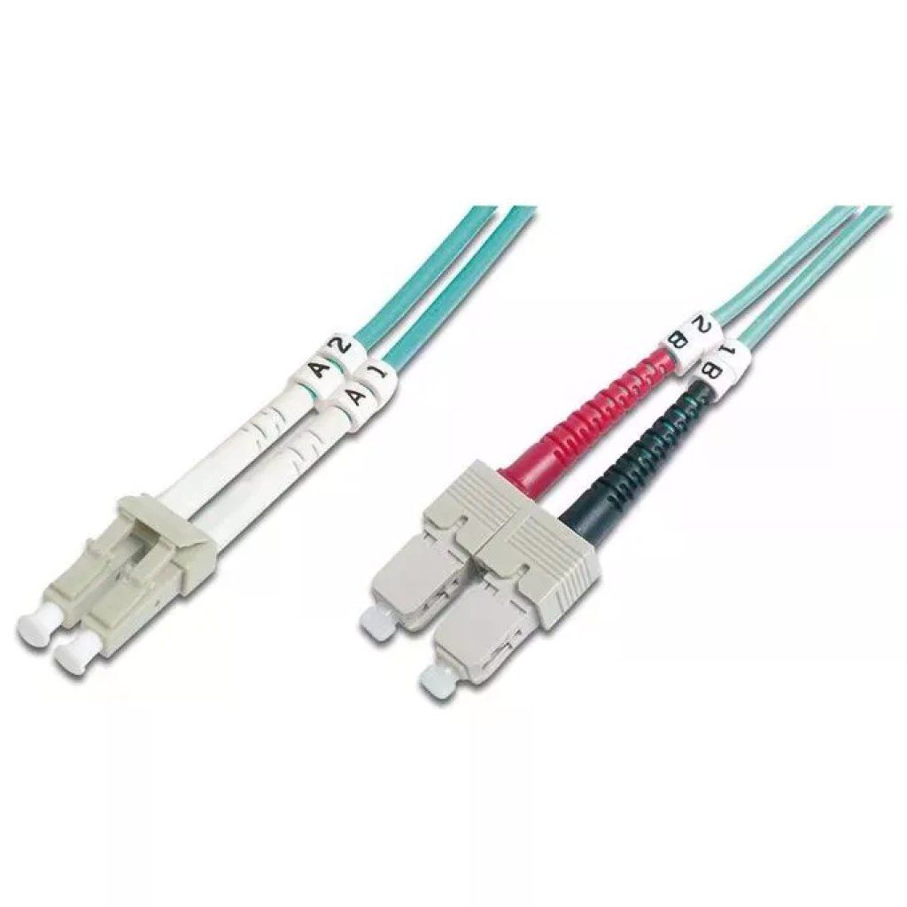 DIGITUS Cavo fibra ottica duplex LC-SC OM3, 1 m, multimodale 50/125 µm
