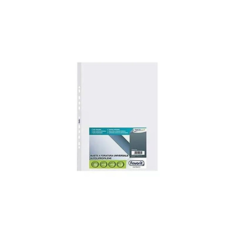 Favorit 100460079 – Buste porta scontrini fiscali, 6 tasche, 7 × 30 cm, confezione da 10