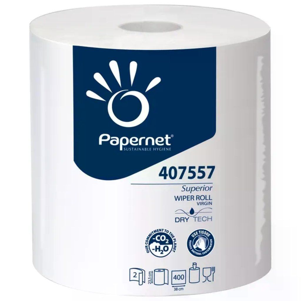 Papernet Dry Tech 407557 Bobina Asciugatutto 2 Veli, 152 m, 400 Strappi, Confezione da 3