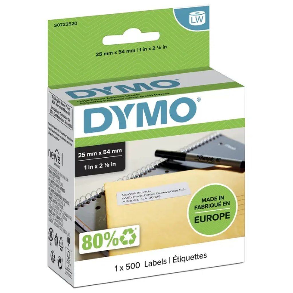 DYMO S0722520 Etichette LabelWriter 25 × 54 mm, 500 pezzi