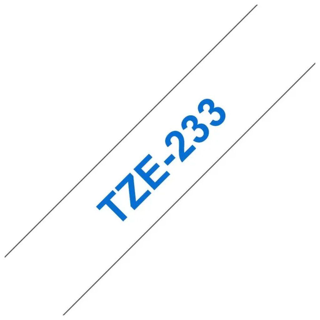 BROTHER Nastro Brother TZe-233 per Etichettatrice, 12 mm, Blu su Bianco