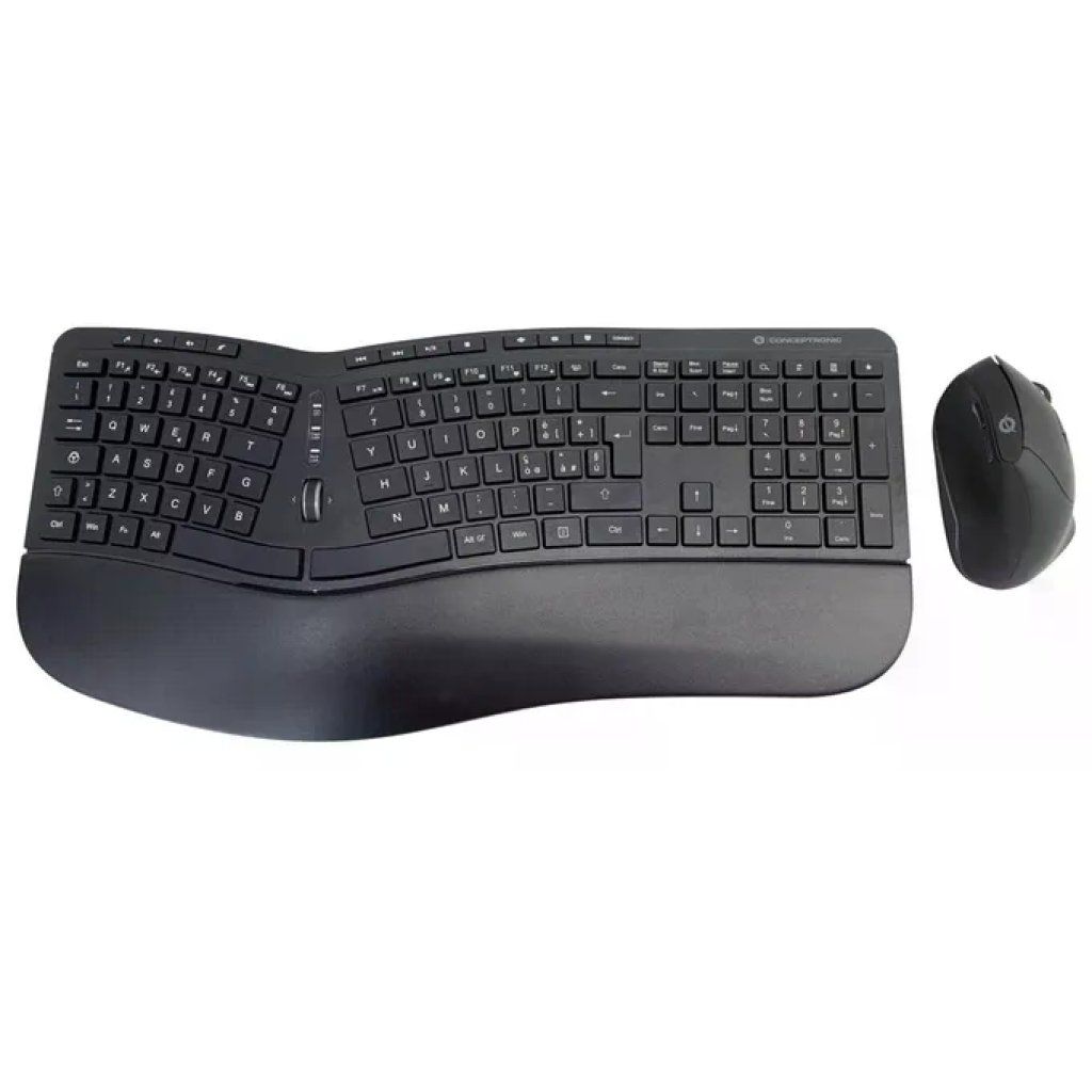 Conceptronic ORAZIO02IT Kit Tastiera e Mouse Wireless Ergonomico QWERTY Italiano, Nero Conceptronic ORAZIO02IT Kit Tastiera e Mouse Wireless Ergonomico QWERTY Italiano, Nero