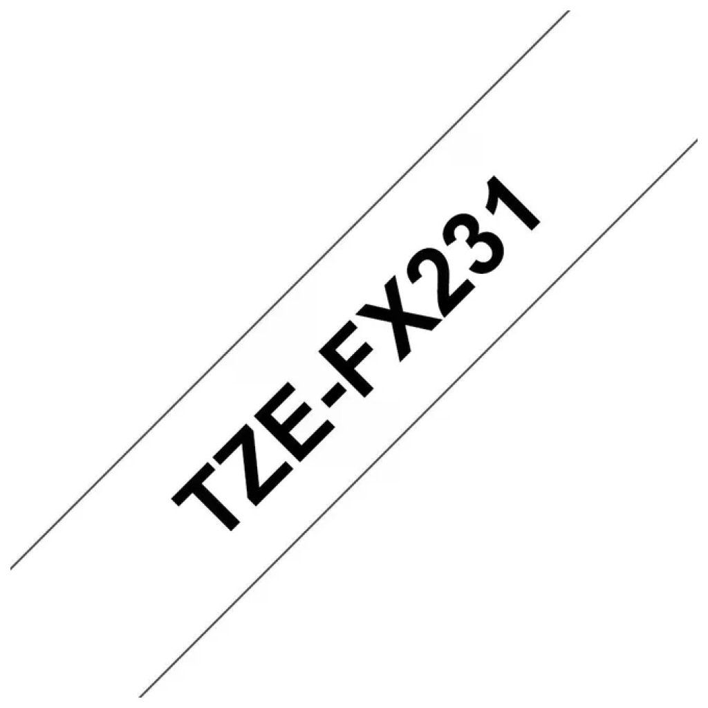Brother TZe-FX231 nastro flessibile 12 mm nero su bianco
