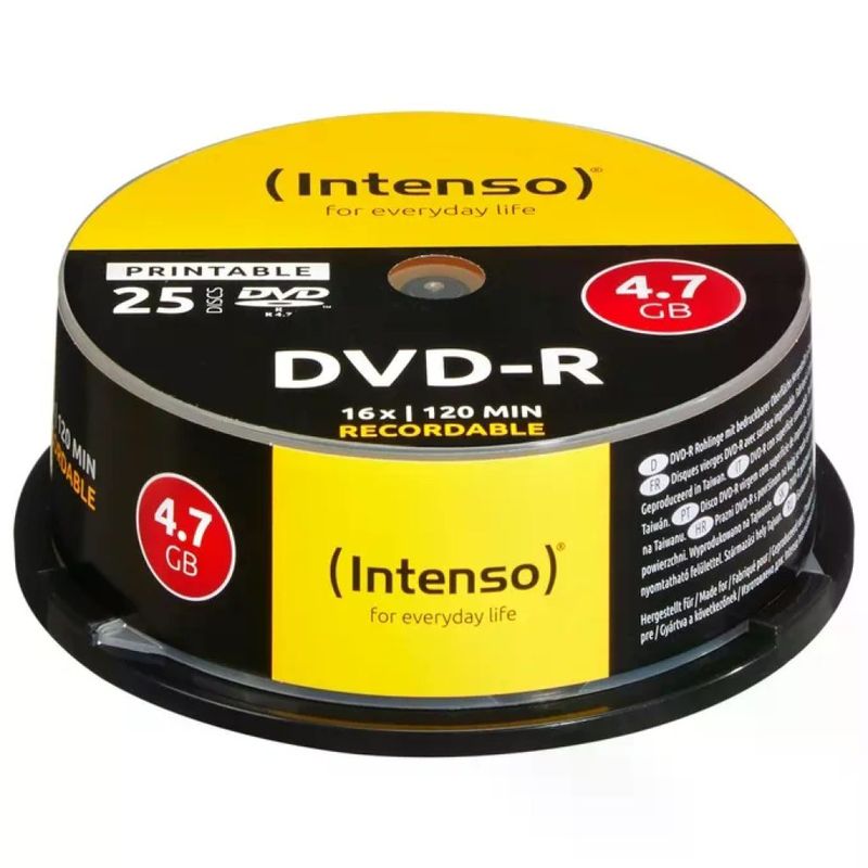 Intenso DVD-R Printable 4,7 GB 16x – Spindle da 25