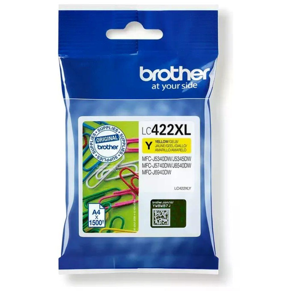 Brother LC422XLY Cartuccia Originale Gialla XL, 1.500 Pagine Brother LC422XLY Cartuccia Originale Gialla XL, 1.500 Pagine