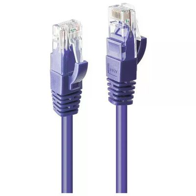 Lindy 48123 Cavo Ethernet Cat6 U/UTP RJ45 Viola, 2 m