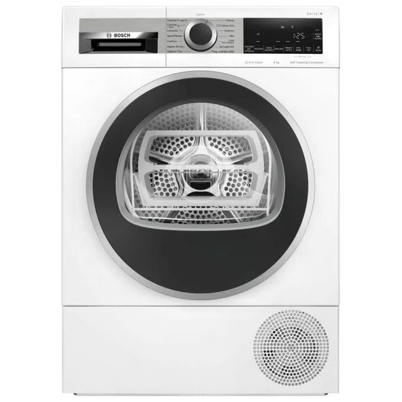 Bosch Serie 6 WQG245C0IT Asciugatrice a Pompa di Calore 9 kg, Classe C, Iron Assist, Bianca