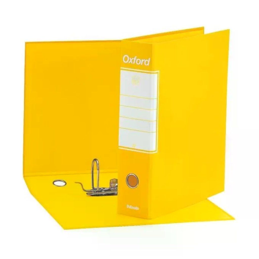 Esselte Oxford Raccoglitori ad Anelli Gialli, Confezione da 6, Dorso 8 cm, 23 x 33 cm