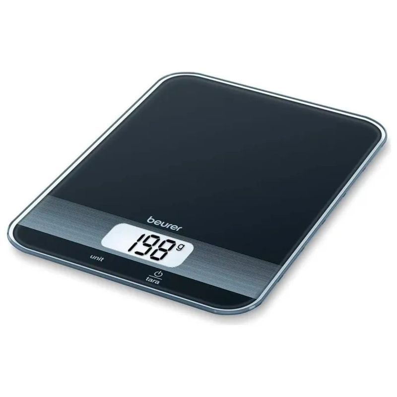 Beurer KS19 Bilancia da Cucina Elettronica 5 kg, Precisione 1 g, Display LCD, Tara, Nera