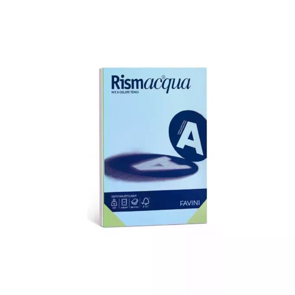 CARTOTECNICA FAVINI Favini Rismacqua 90 g/m² Carta A4, Mix 5 Colori Tenui