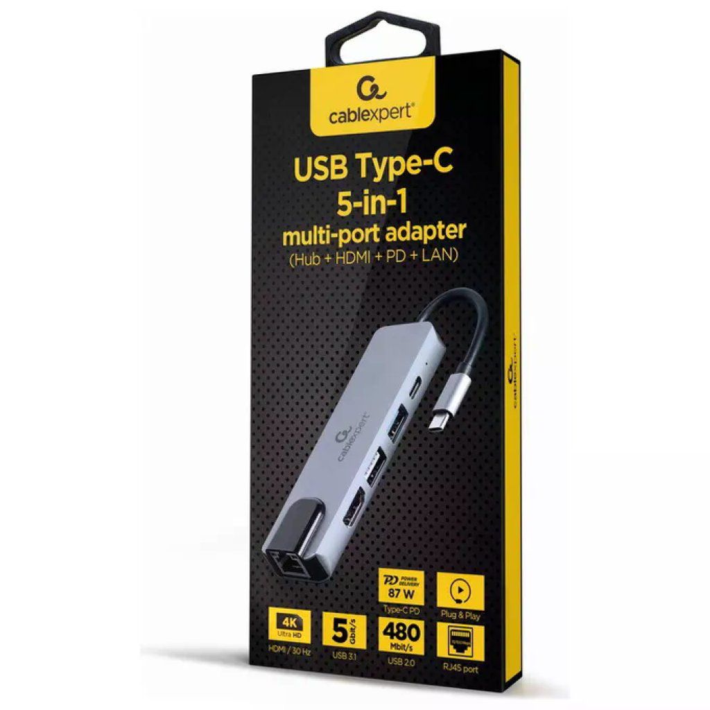 Gembird A-CM-COMBO5-04 Adattatore USB-C 5 in 1 Gembird A-CM-COMBO5-04 Adattatore USB-C 5 in 1