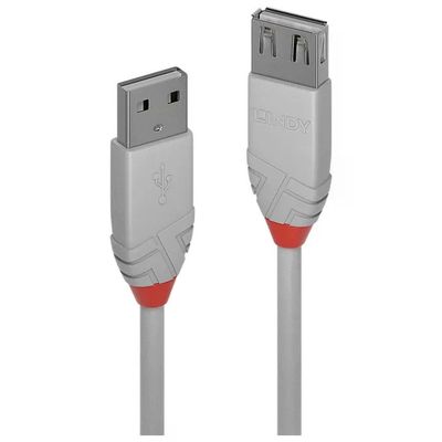 Lindy Anthra Line 36711 – Prolunga USB 2.0 A Maschio/Femmina, 50 cm, Grigia