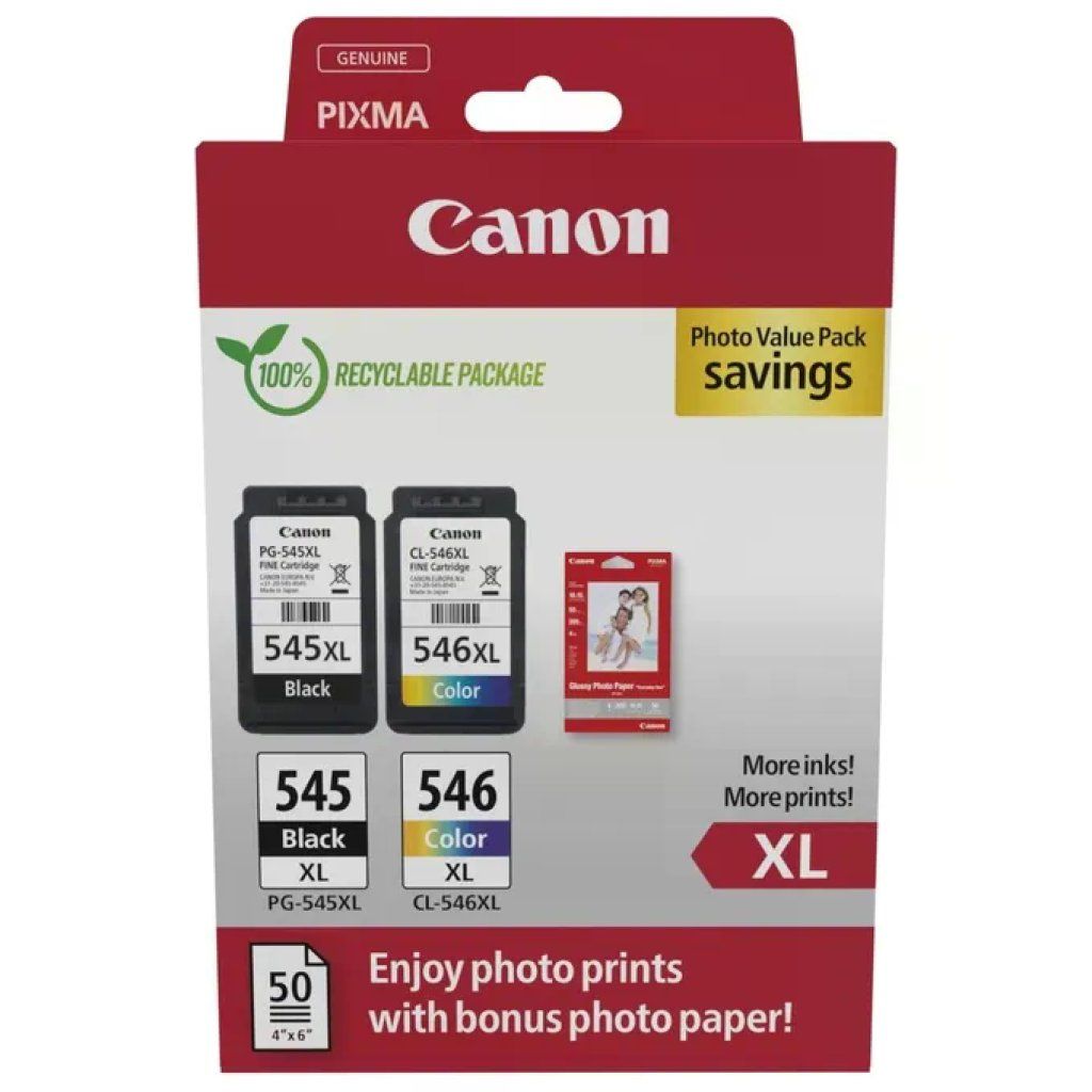Canon PG-545XL e CL-546XL Value Pack con 50 fogli fotografici Canon PG-545XL e CL-546XL Value Pack con 50 fogli fotografici