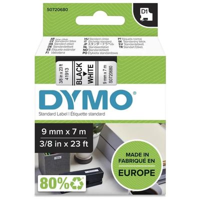 DYMO D1 Nastro per Etichettatrice Nero su Bianco, 9 mm x 7 m