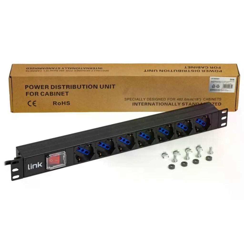 LINK LK10084 Multipresa Rack 19" a 7 Prese, 16A, 3500 W