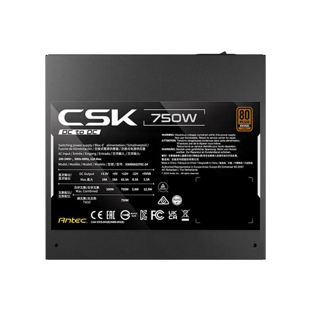 Antec CSK750DC EC Alimentatore ATX 750W 80 PLUS Bronze