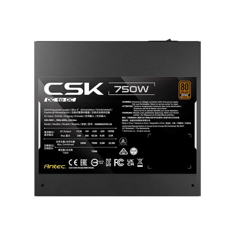 Antec CSK750DC EC Alimentatore ATX 750W 80 PLUS Bronze Antec CSK750DC EC Alimentatore ATX 750W 80 PLUS Bronze