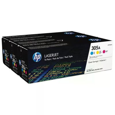 HP 305A CF370AM Tripack Toner Originale Ciano, Magenta e Giallo