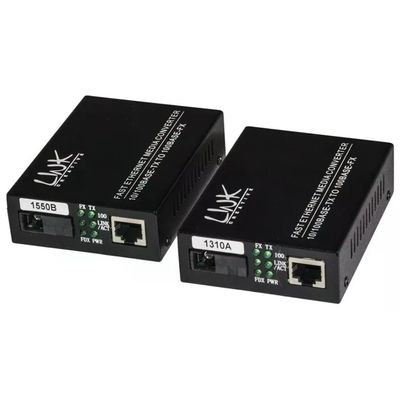 LINK Coppia Media Converter Ethernet 10/100 Mbps su Fibra Singlemode SC Simplex WDM, fino a 20 km
