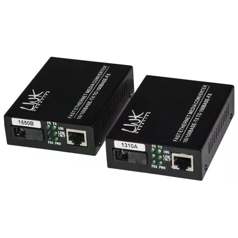 LINK Coppia Media Converter Ethernet 10/100 Mbps su Fibra Singlemode SC Simplex WDM, fino a 20 km