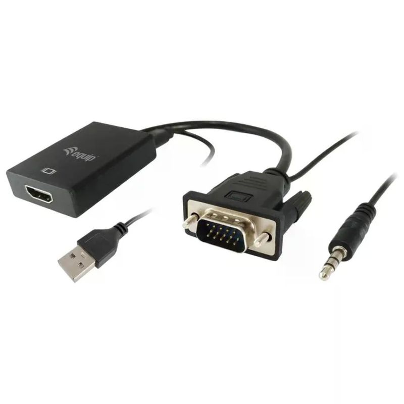 Equip 119038 – Adattatore video VGA a DVI-D con USB e jack 3,5 mm, 20 cm