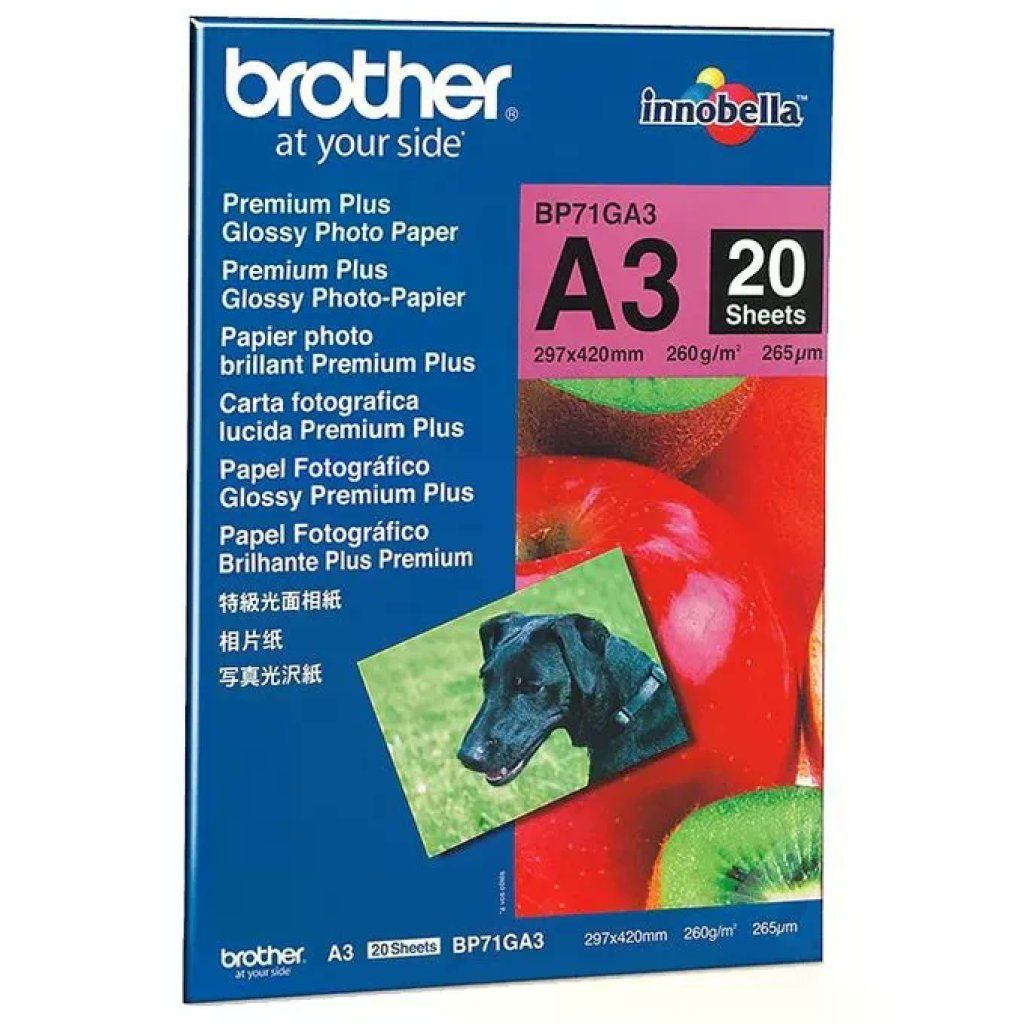 Brother Innobella Premium Plus Carta Fotografica Lucida A3, 20 Fogli, 260 g/m²