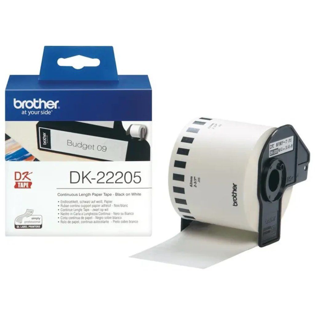 Brother DK-22205 – Rotolo di etichette continue 62 mm × 30,48 m