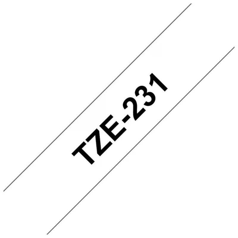 Brother TZE-231 Nastro per Etichettatrice Laminato 12mm 8m P-touch colore Nero su Bianco