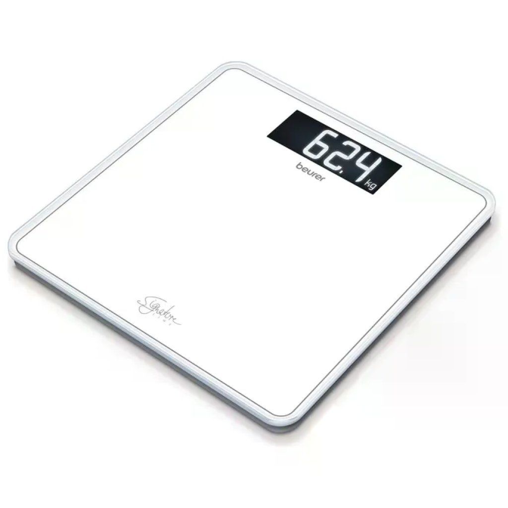 Beurer GS 400 SignatureLine Bilancia Pesapersone in Vetro Bianca, Portata 200 kg