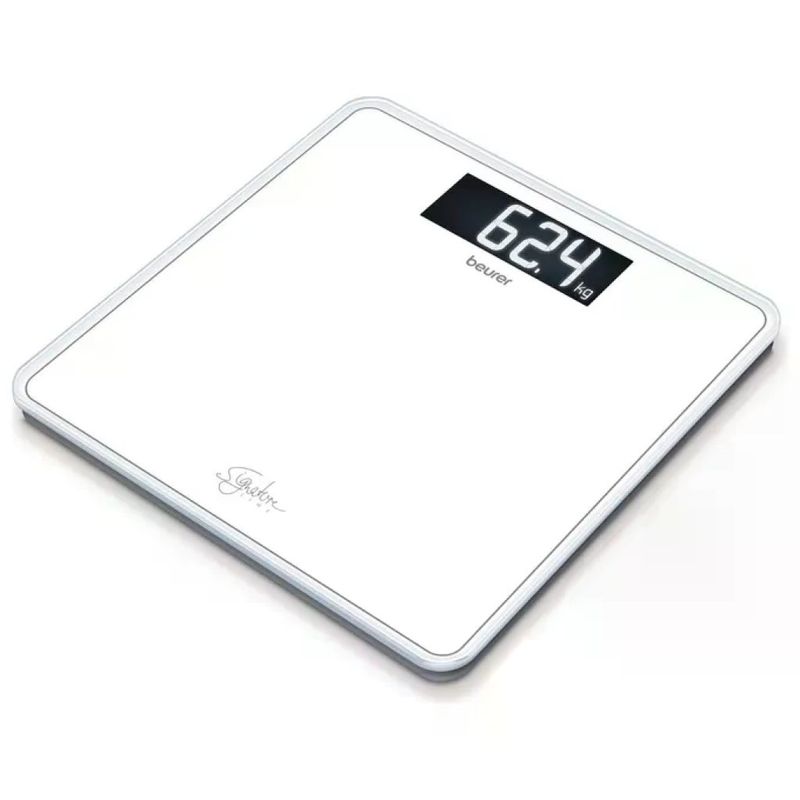 Beurer GS 400 SignatureLine Bilancia Pesapersone in Vetro Bianca, Portata 200 kg