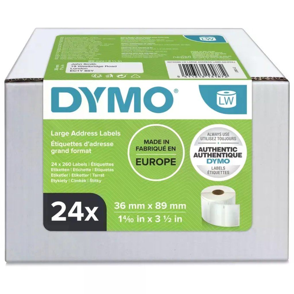 DYMO LW S0722390 Etichette Indirizzi 36 x 89 mm, 24 Rotoli DYMO LW S0722390 Etichette Indirizzi 36 x 89 mm, 24 Rotoli