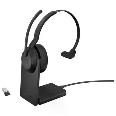 Jabra Evolve2 55 Auricolare Mono Wireless con Base di Ricarica, Nero